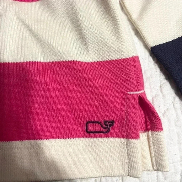 Vineyard Vines Polo Shirt Girls Rugby Pink Green Long Sleeve NWT Size Large - Picture 5 of 12
